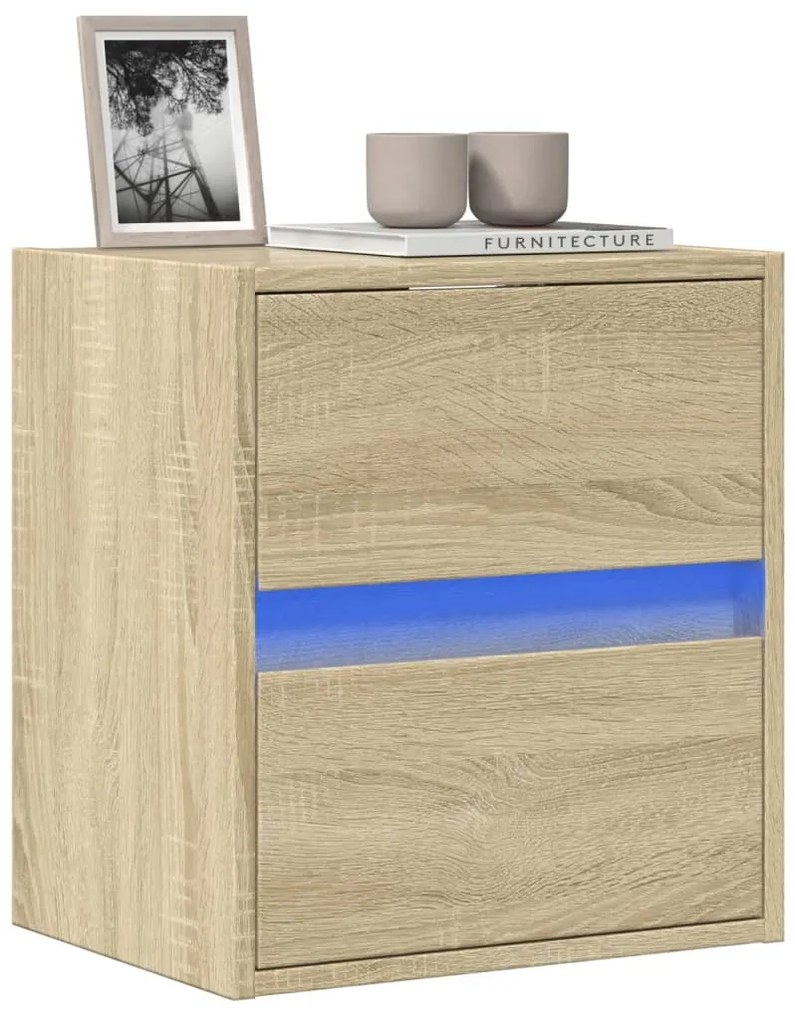 Móvel de parede p/ TV c/ luzes LED 41x31x45 cm carvalho sonoma