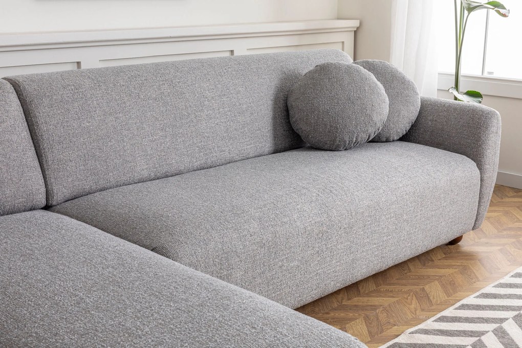 Sofá Chaise Longue "Stockholm" - Cinzento Claro com Pernas em Faia - 2