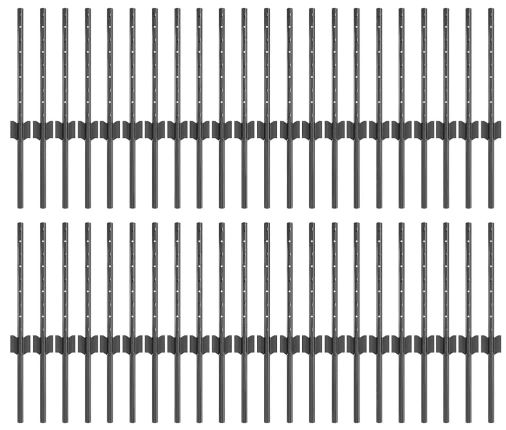 Postes de Cerca Prateados 44 pcs Cinzeto 100 x 0.4 m