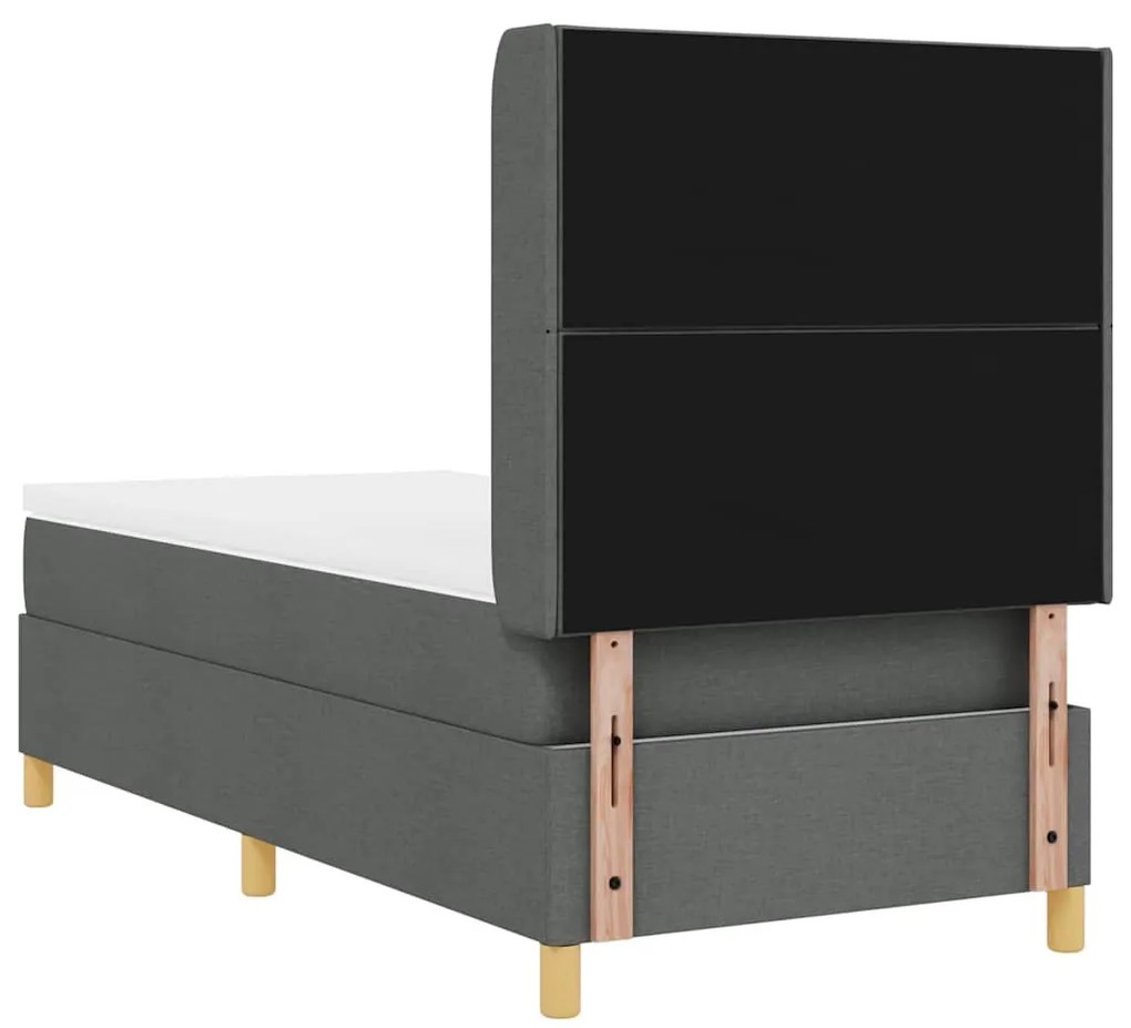 Cama Box com Colchão e LED vidaXL Cinza Escuro 100x200 cm Tecido