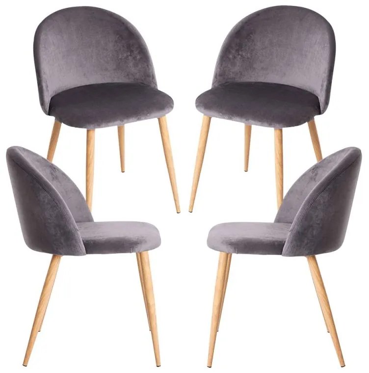 Pack 4 Cadeiras Vint Veludo - Cinza escuro