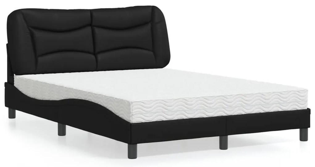 vidaXL Cama com colchão Hvar 140x190 cm couro artificial preto