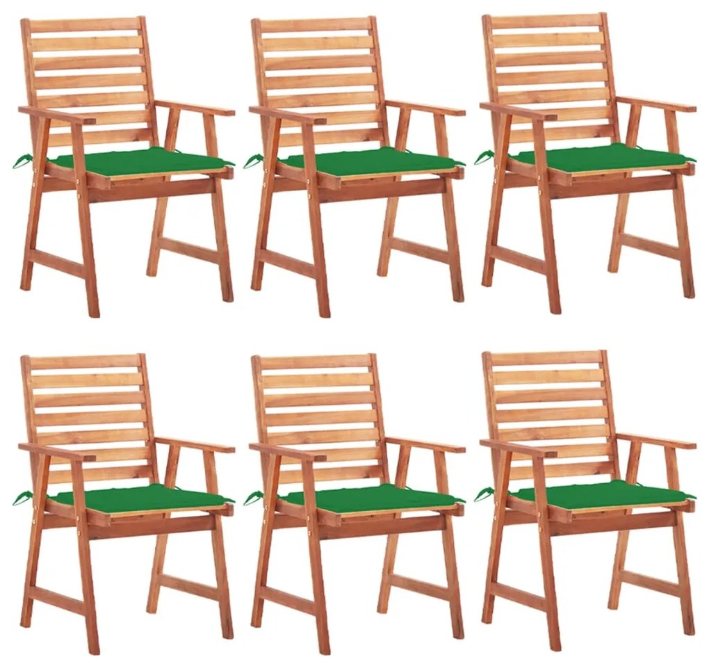vidaXL Cadeiras de jantar p/ jardim 6 pcs c/ almofadões acácia maciça