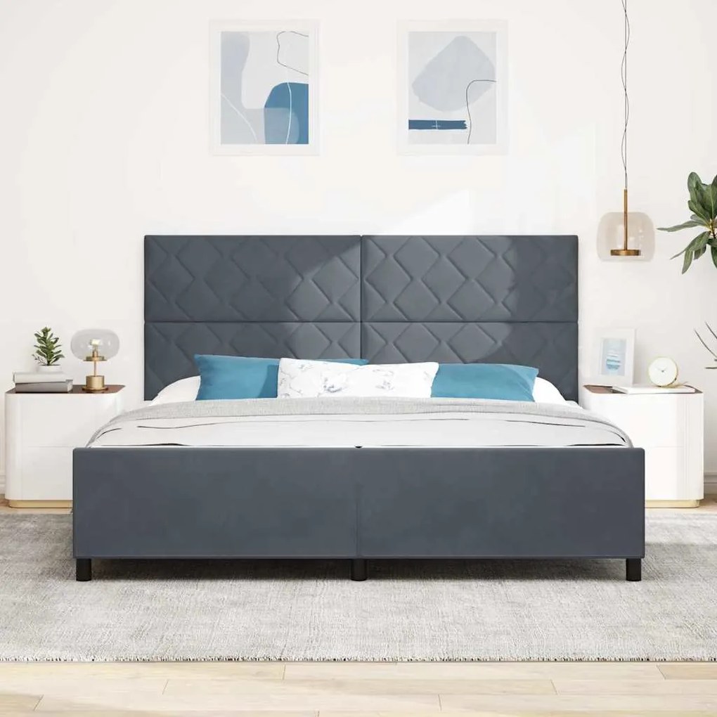 Cama de Veludo Cinza Escuro vidaXL 200x200 cm