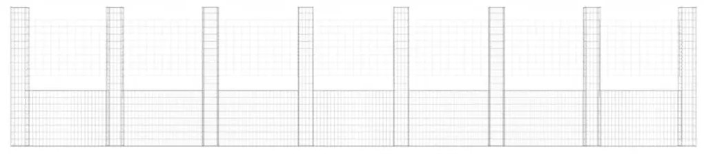 Cesto gabião em forma de U c/ 8 postes 860x20x200 cm ferro