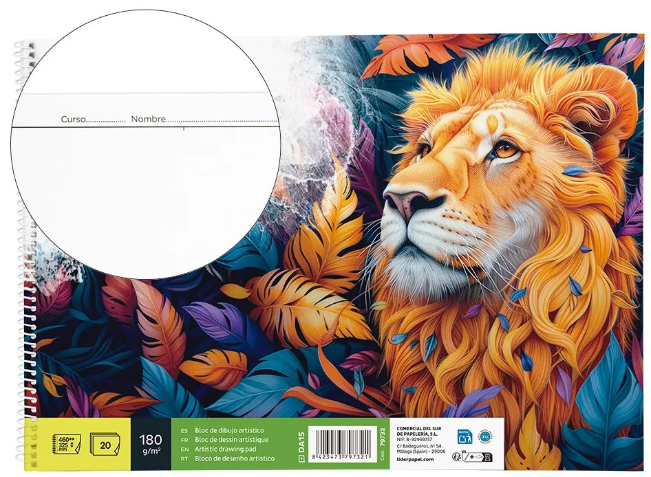 Bloco de Desenho Artistico Espiral 460x325mm 20 Folhas 180 gr com Esquadria
