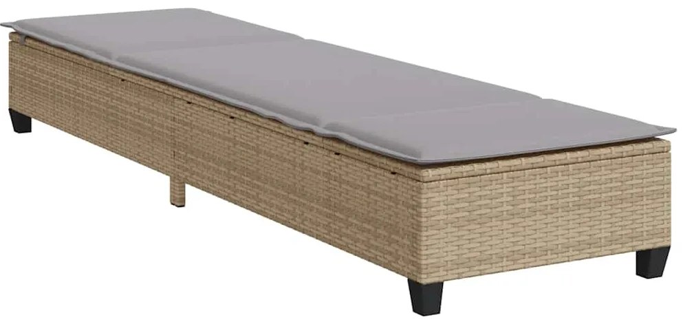 Espreguiçadeira com almofadões 55x200x25,5cm vime PE bege