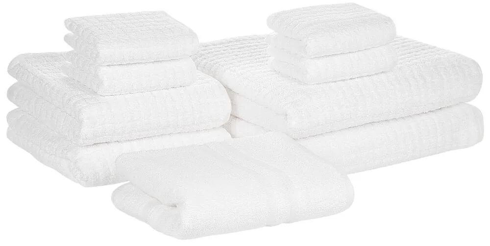 Conjunto de 9 toalhas brancas de algodão ATAI Beliani