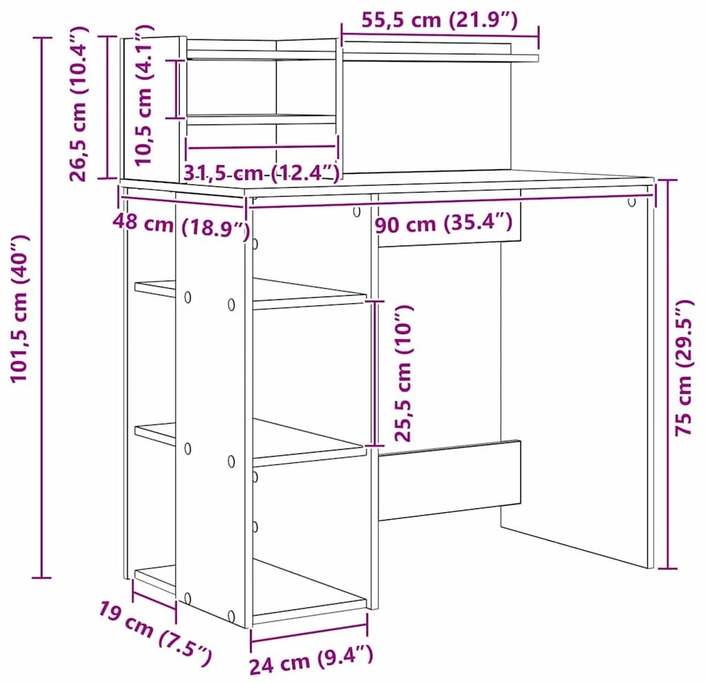 Mesa com Armazenamento Branca 90x48x101.5 cm Madeira Engenheirada