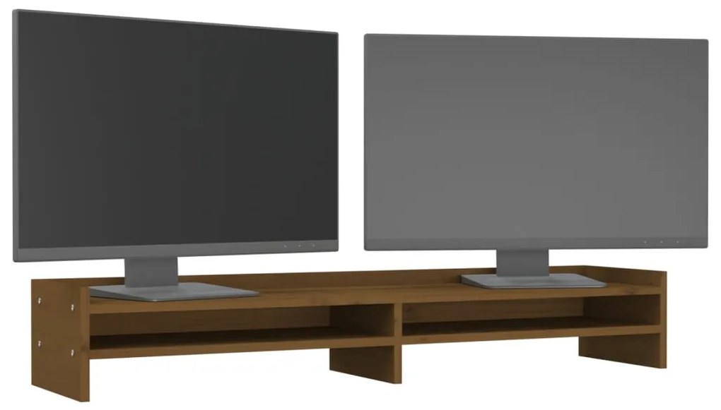 Suporte para monitor 100x24x16 cm pinho maciço castanho mel