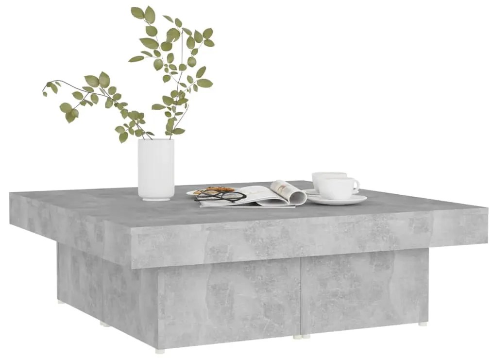 Mesa de centro 90x90x28cm derivados de madeira cinzento cimento