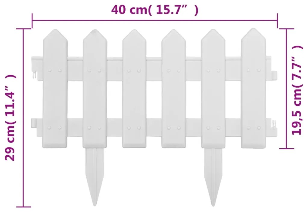 Bordas de relvado 25 pcs 10 m PP branco