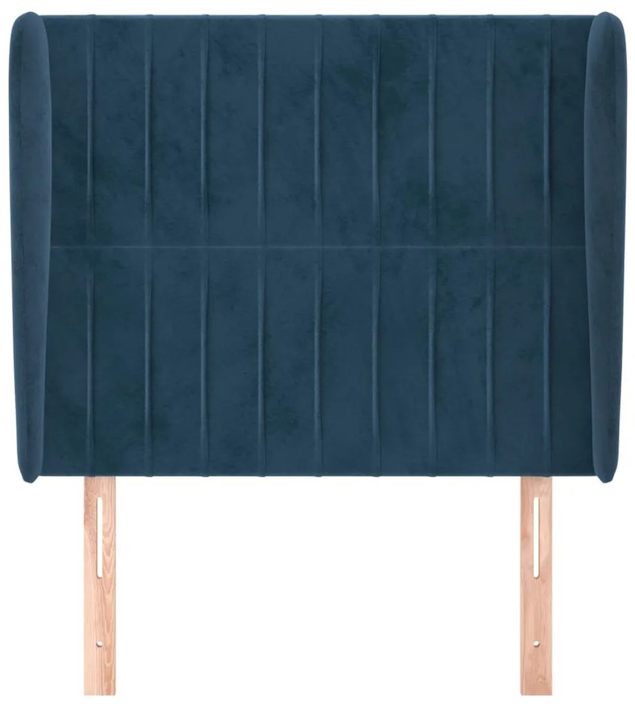 Cabeceira cama c/ abas veludo 93x23x118/128 cm azul-escuro