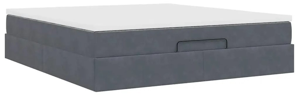 Estrutura de cama otomana com colchão 180x200cm cinzento escuro