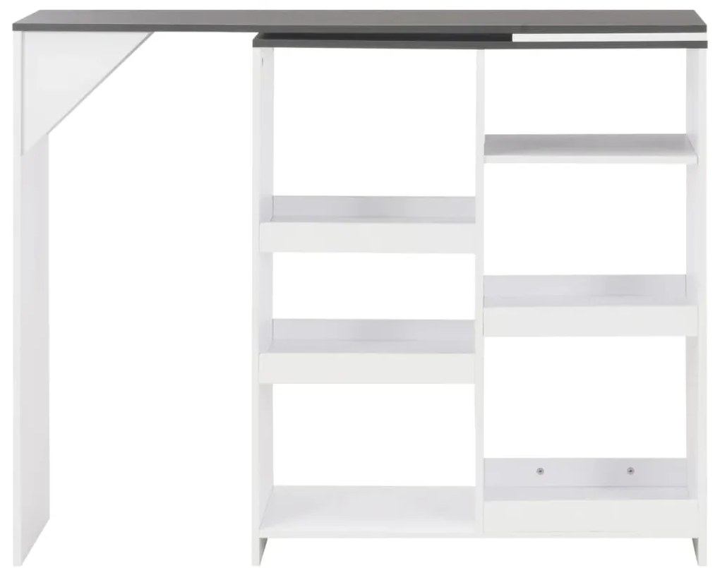 Mesa de bar com prateleira movível branco 138x39x110 cm