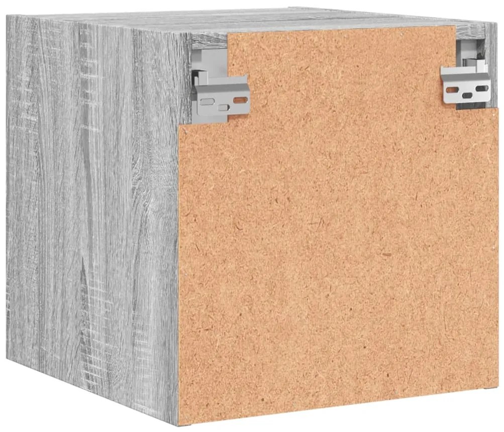 Mesa de cabeceira c/ porta de vidro 35x37x35 cm cinzento sonoma