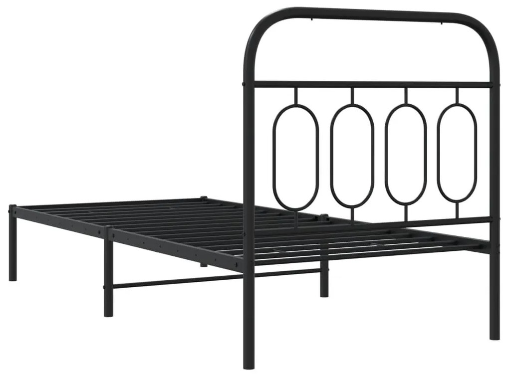 Estrutura de cama com cabeceira 90x190 cm metal preto