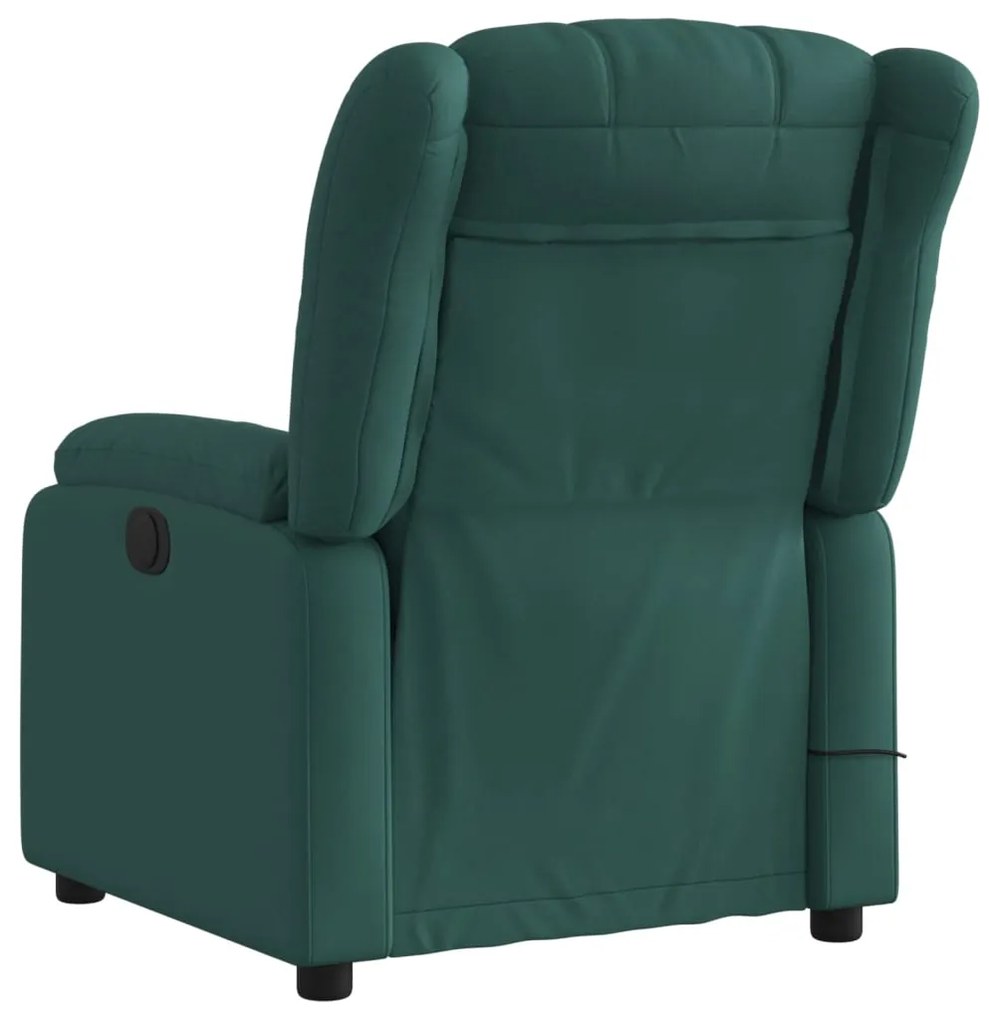 Poltrona reclinável de massagens elétrica tecido verde-escuro