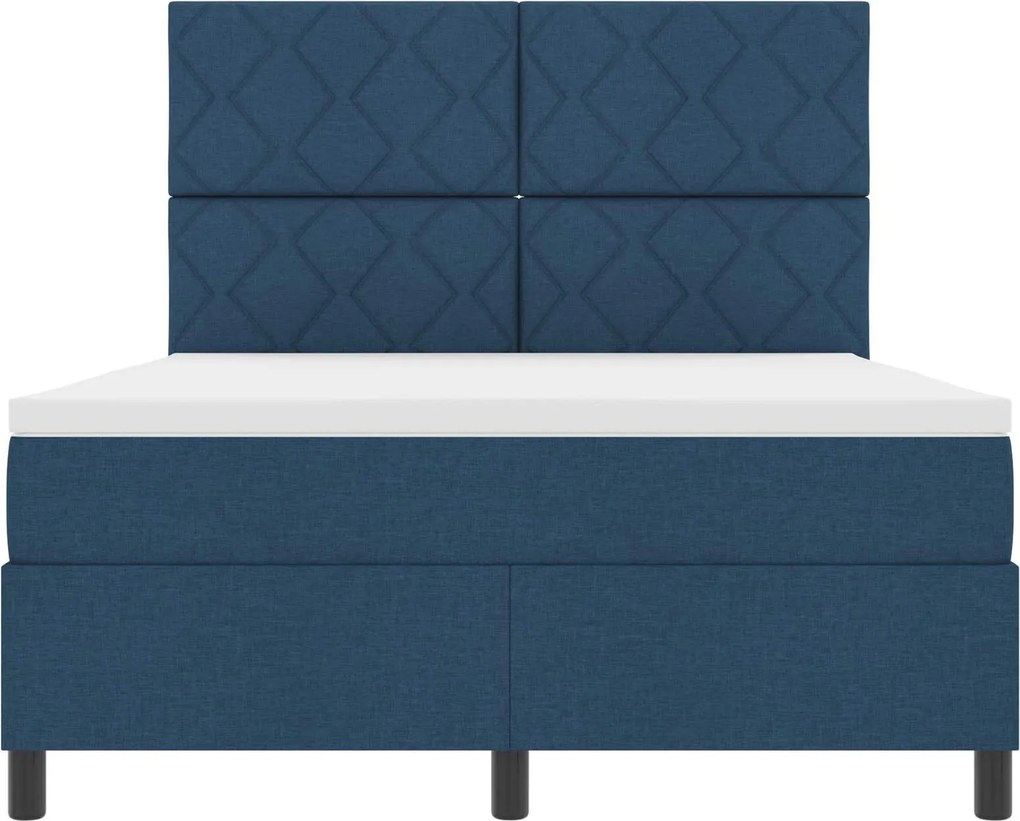 vidaXL Cama Box com colchão com led Azul 160 x 200 cm tecido
