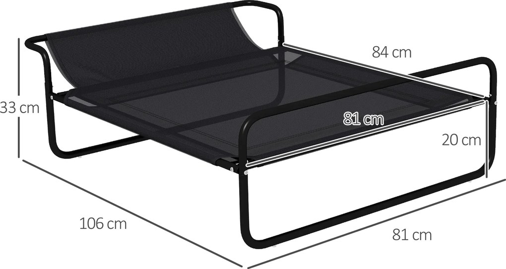 Cama Elevada para Cães Respirável para Cães Pequenos 106x81x33 cm Tecido de Textilen