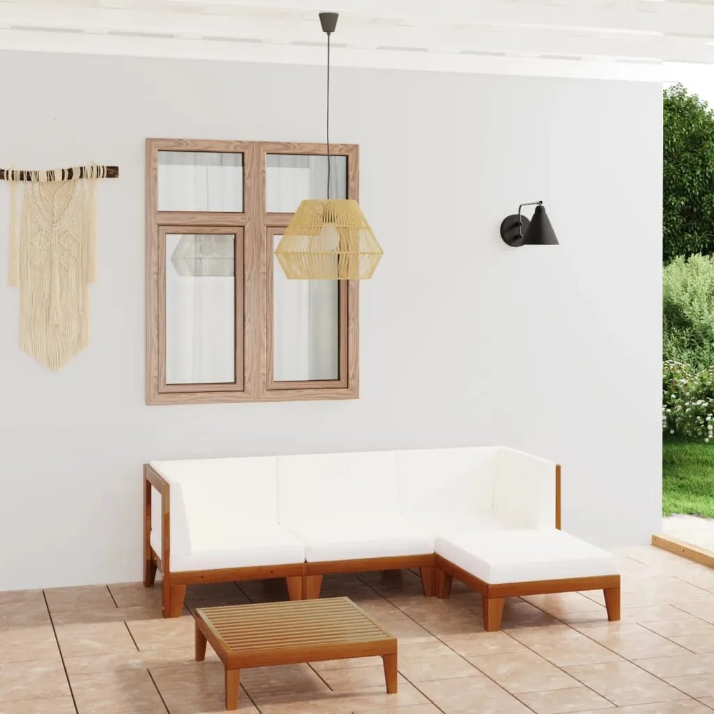 vidaXL 5 pcs conjunto lounge de jardim c/ almofadões acácia maciça