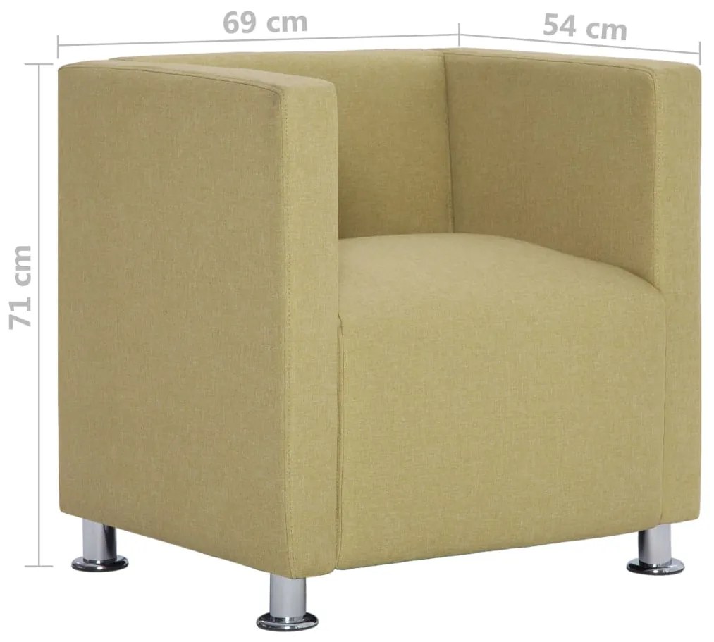 Poltrona em forma de cubo tecido verde