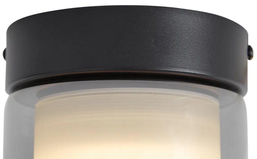 Plafon moderno preto com vidro fumado - Puck