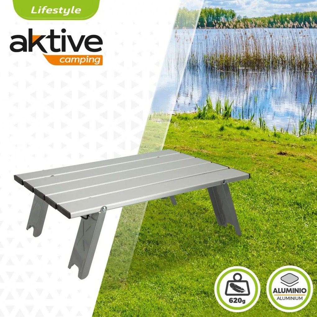 Mesa Dobrável Aktive Prateado Alumínio 40 x 13 x 28,5 cm (4 Unidades)