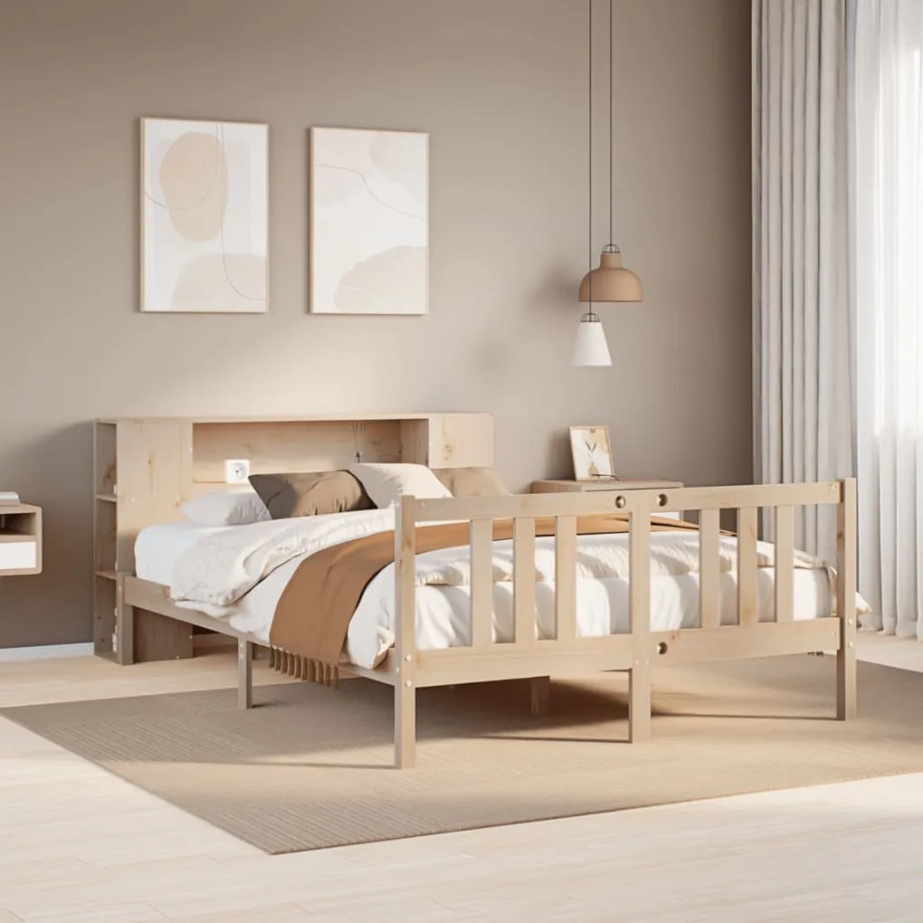 Cama com estante sem colchão 120x200 cm pinho maciço