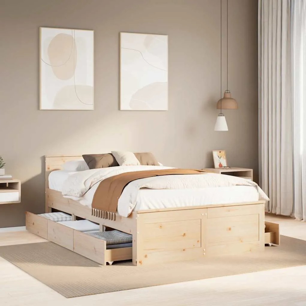 vidaXL Cama sem colchão com cabeceira 120x190 cm pinho maciço