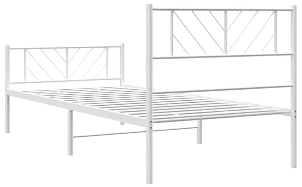 Estrutura de cama com cabeceira e pés 100x190 cm metal branco