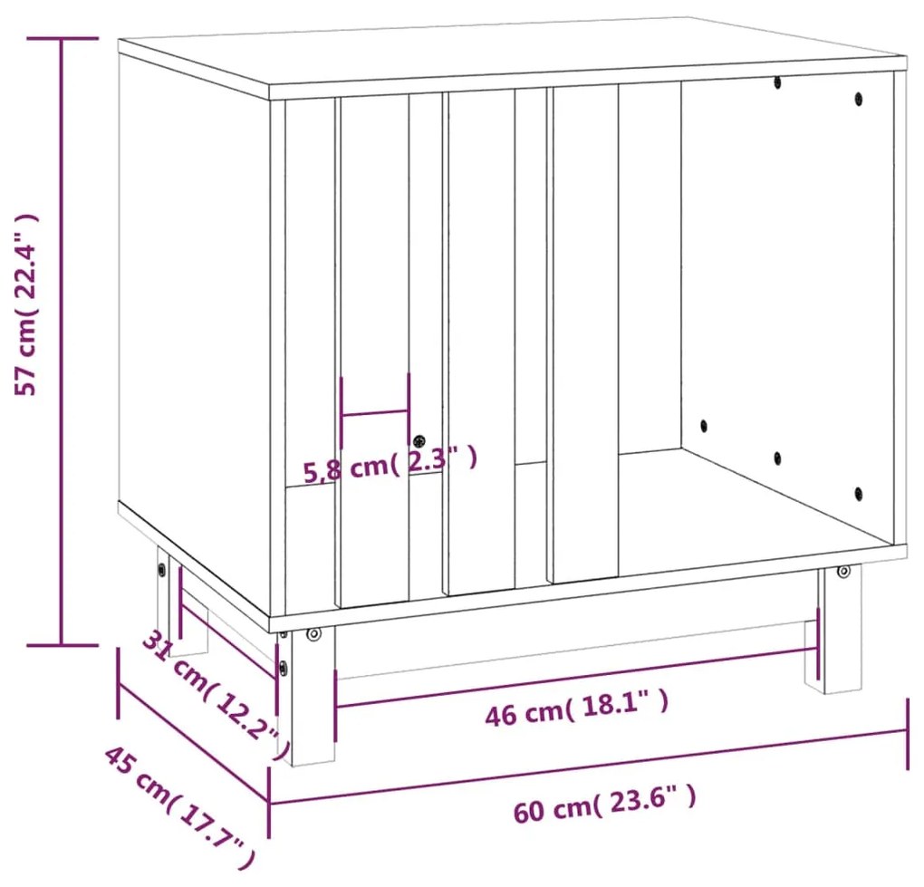 Casota para cães 60x45x57 cm madeira de pinho maciça branco