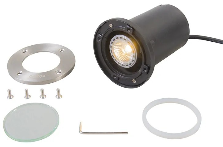 Foco de chão moderno em aço inoxidável - Basic Round Moderno