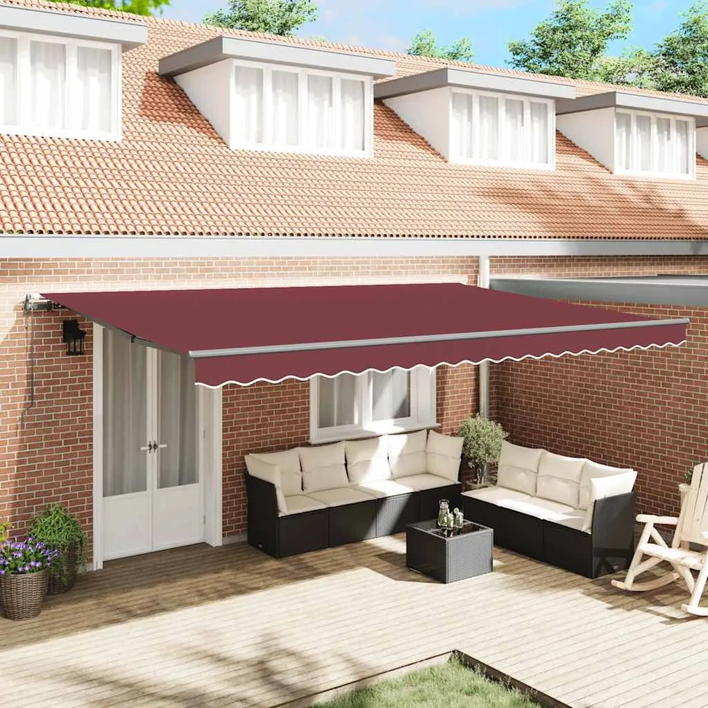 vidaXL Toldo retrátil automático 500x300 cm bordô