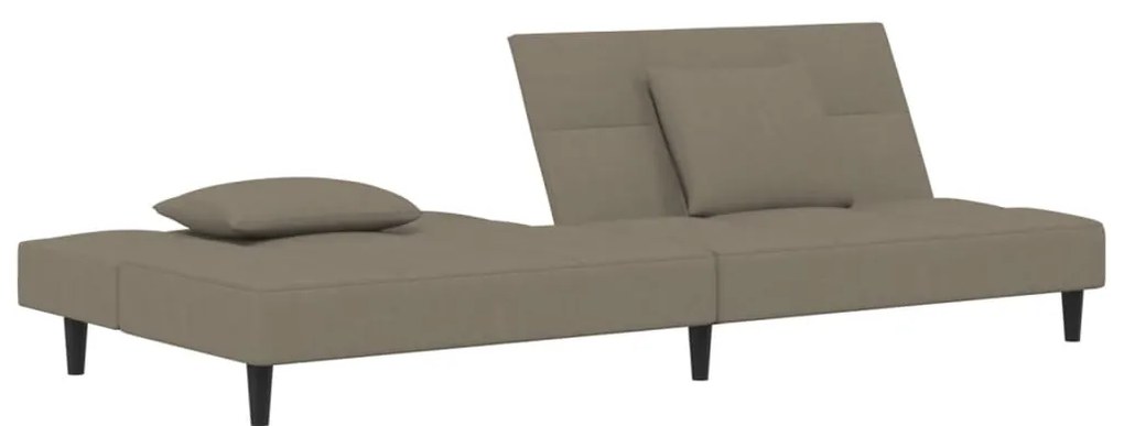 Sofá-cama 2 lugares com duas almofadas veludo cinzento-claro