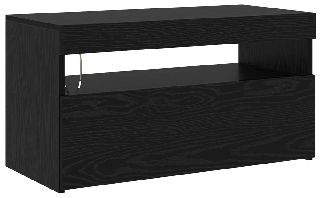 Armários para TV vidaXL 2 pcs com Luzes LED Carvalho Preto Madeira Eng