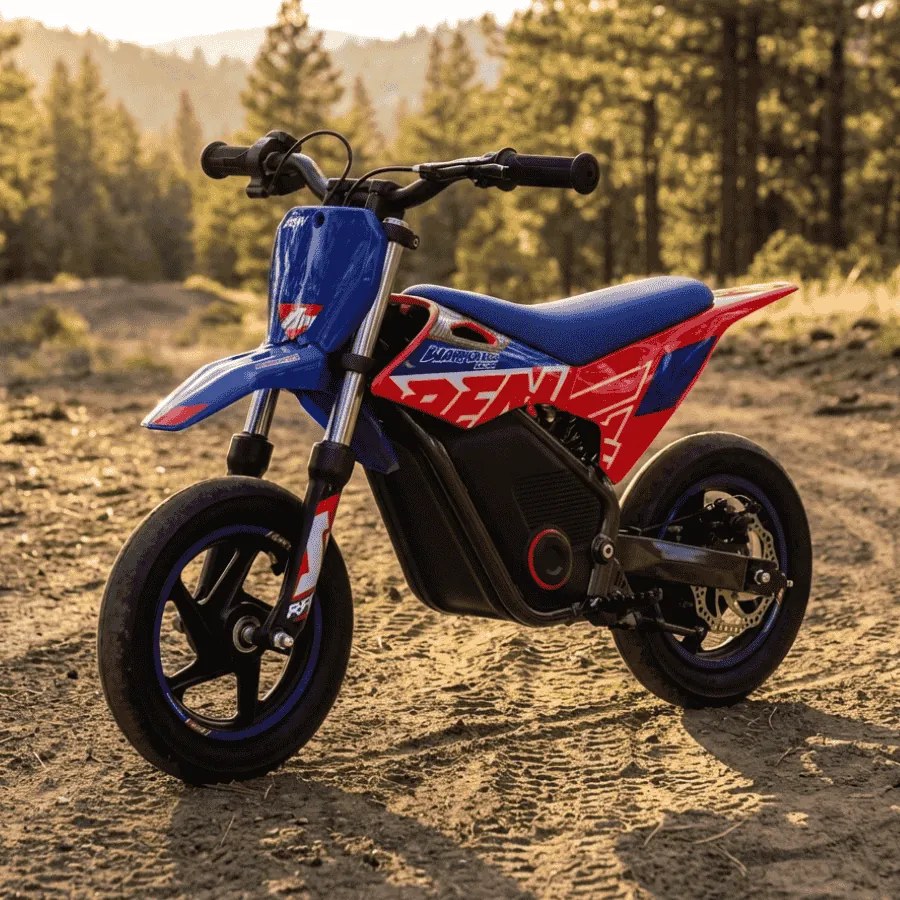 Mini moto elétrica para crianças Minicross electrica RFN Warrior SX-E250 Supermotard 250W 12/12" Até 25Km/hora cm limitador Azul/Vermelho