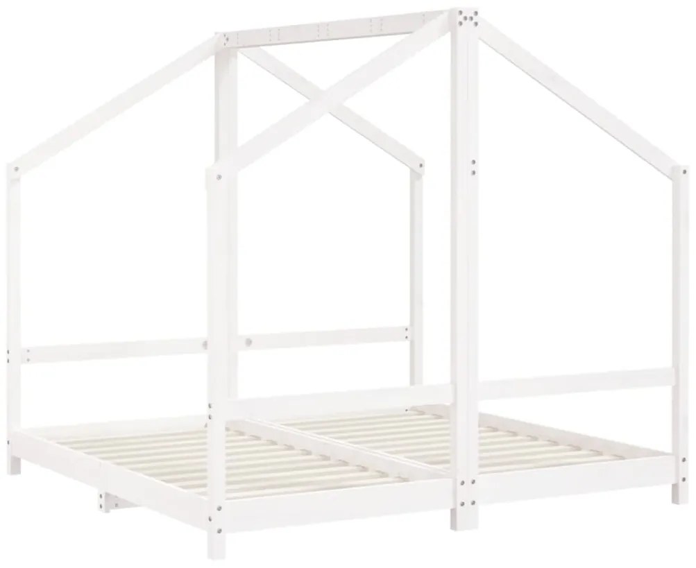 Estrutura de cama infantil 2x(80x160) cm pinho maciço branco
