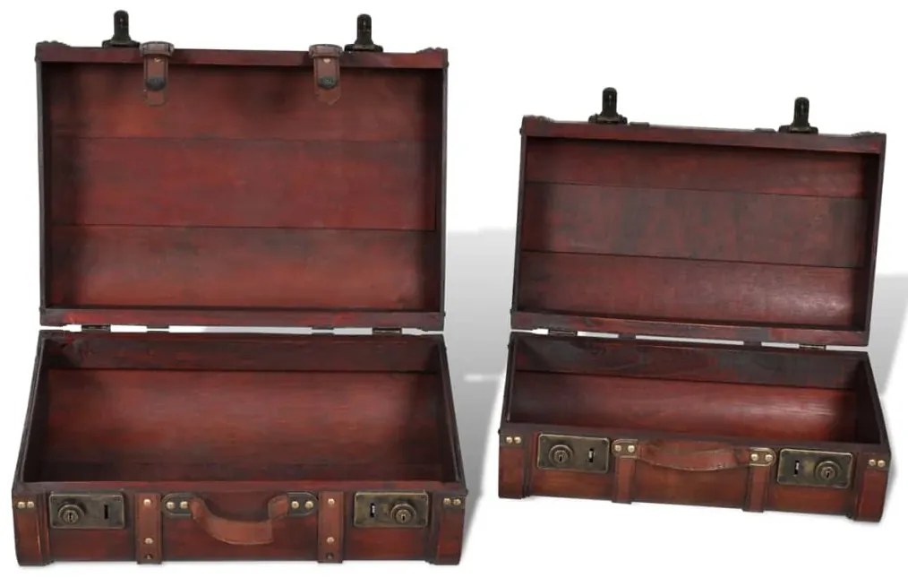 Conjunto de 2 baus de madeira castanhos 2 peças