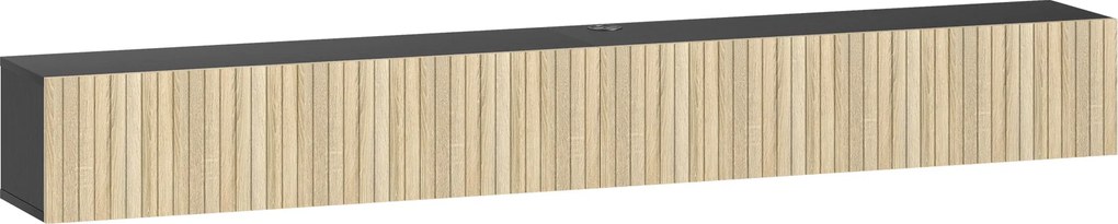 HOMCOM Móvel de Tv Suspenso 140cm Móvel para Tv Até 72" 2 Portas Basculantes 140x25x22cm Madeira Natural e Preto | Aosom Portugal