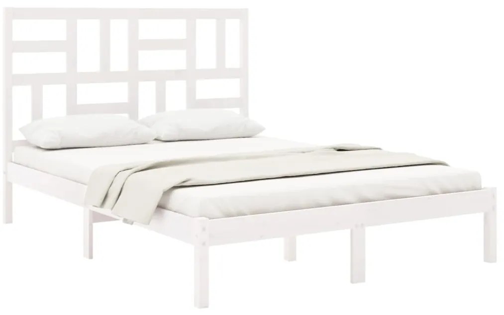 Estrutura de cama 120x200 cm madeira maciça branco