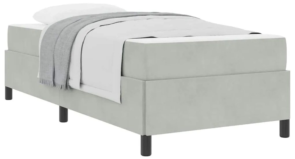 Estrutura da Cama Branco e Cinza Claro 90 x 190 cm Veludo