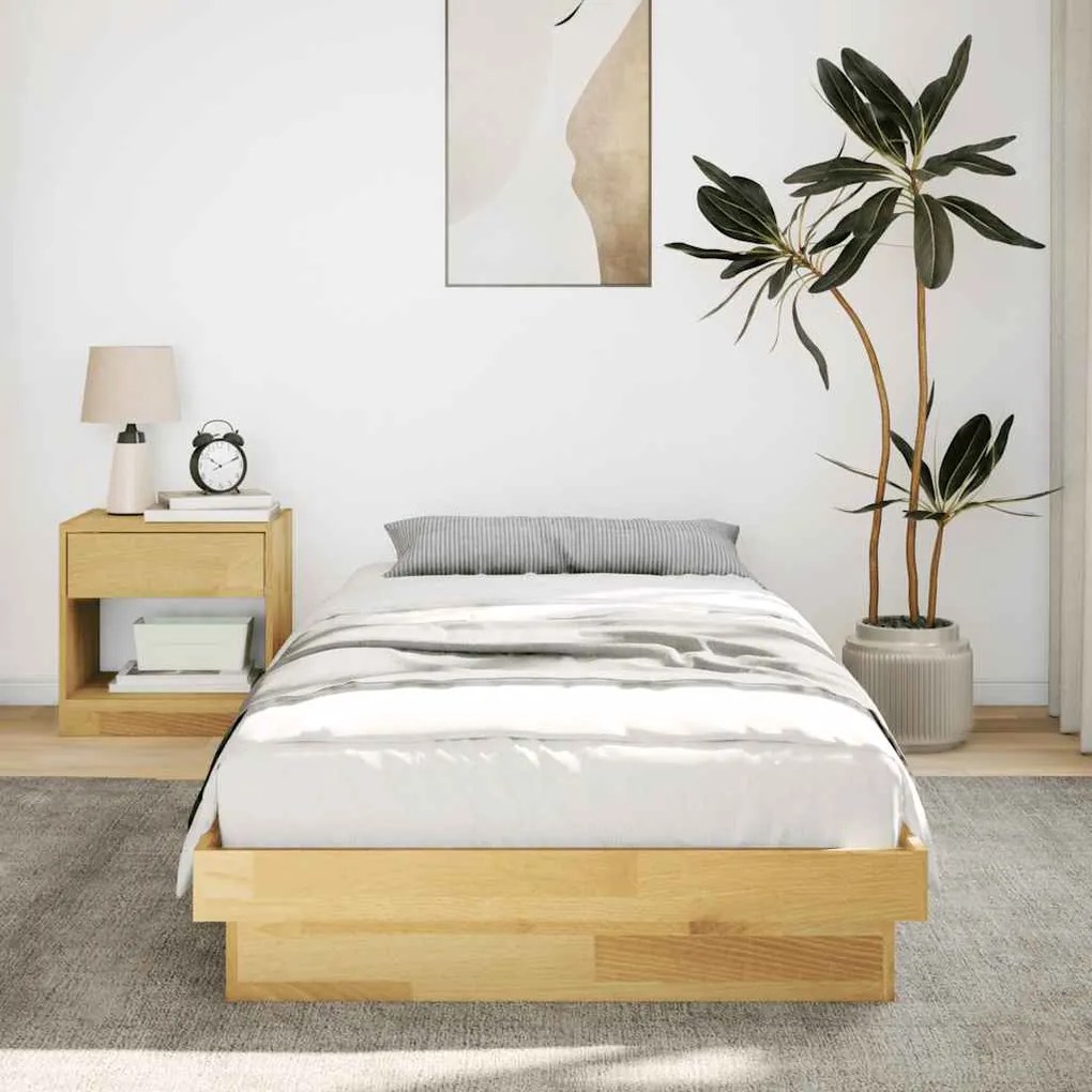 Estrutura de cama sem colchão 80x200 cm Madeira maciça carvalho