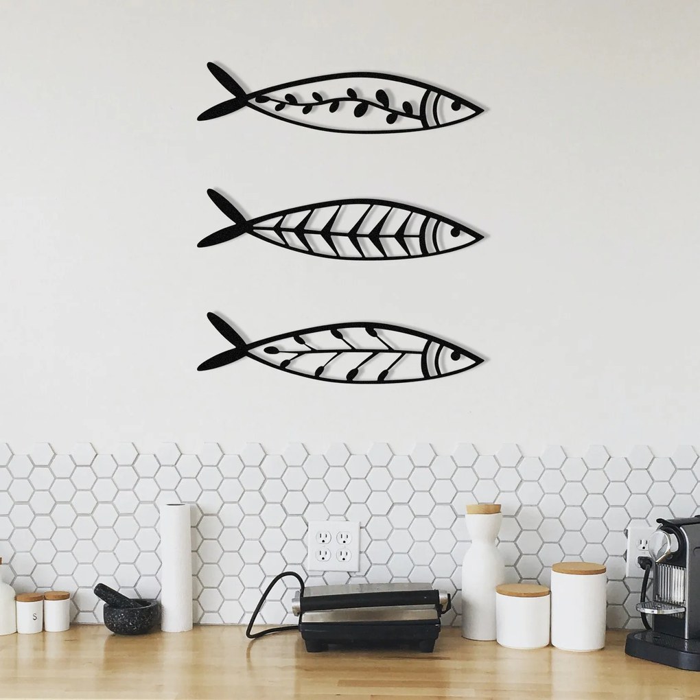 Acessório Decorativo de Parede Hamsi – Preto – 32 x 8 cm (3 Peças)