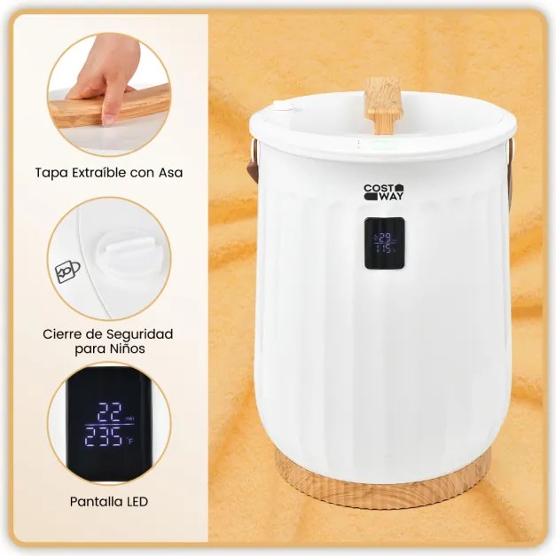 Aquecedor de toalhas de banho com balde de 20L com 4 configurações de tempo e desligamento automático 34 x 34 x 48 cm branco