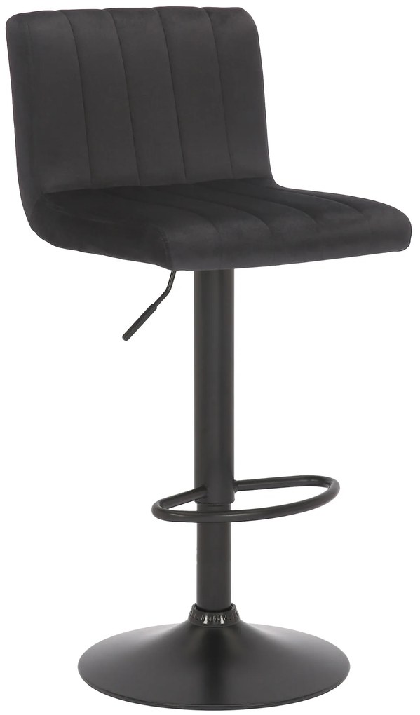 Banco de bar Jamie em veludo e com estrutura preta 41 x 87-107 x 49 cm Preto