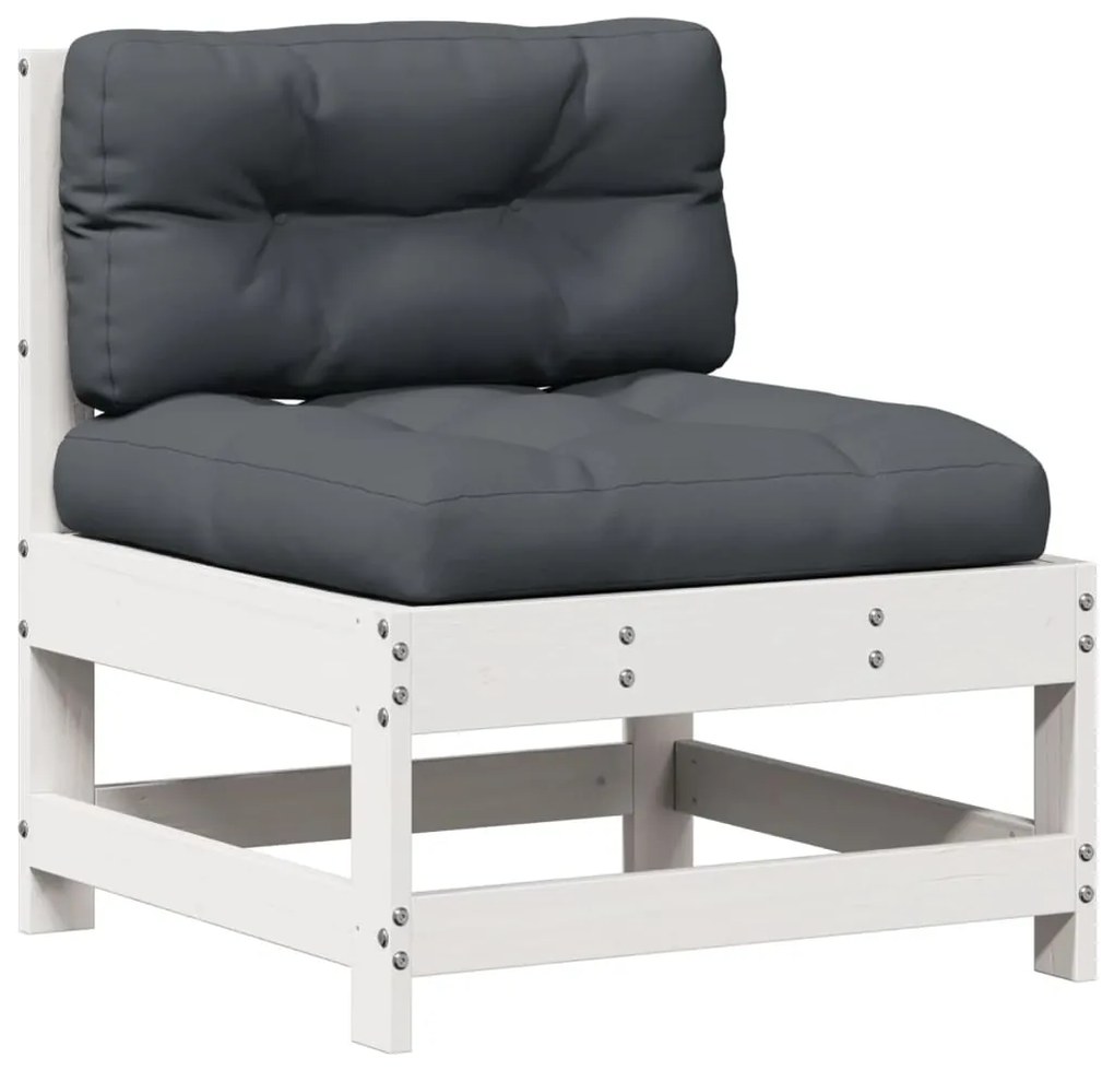 6 pcs conjunto lounge jardim c/ almofadões pinho maciço branco