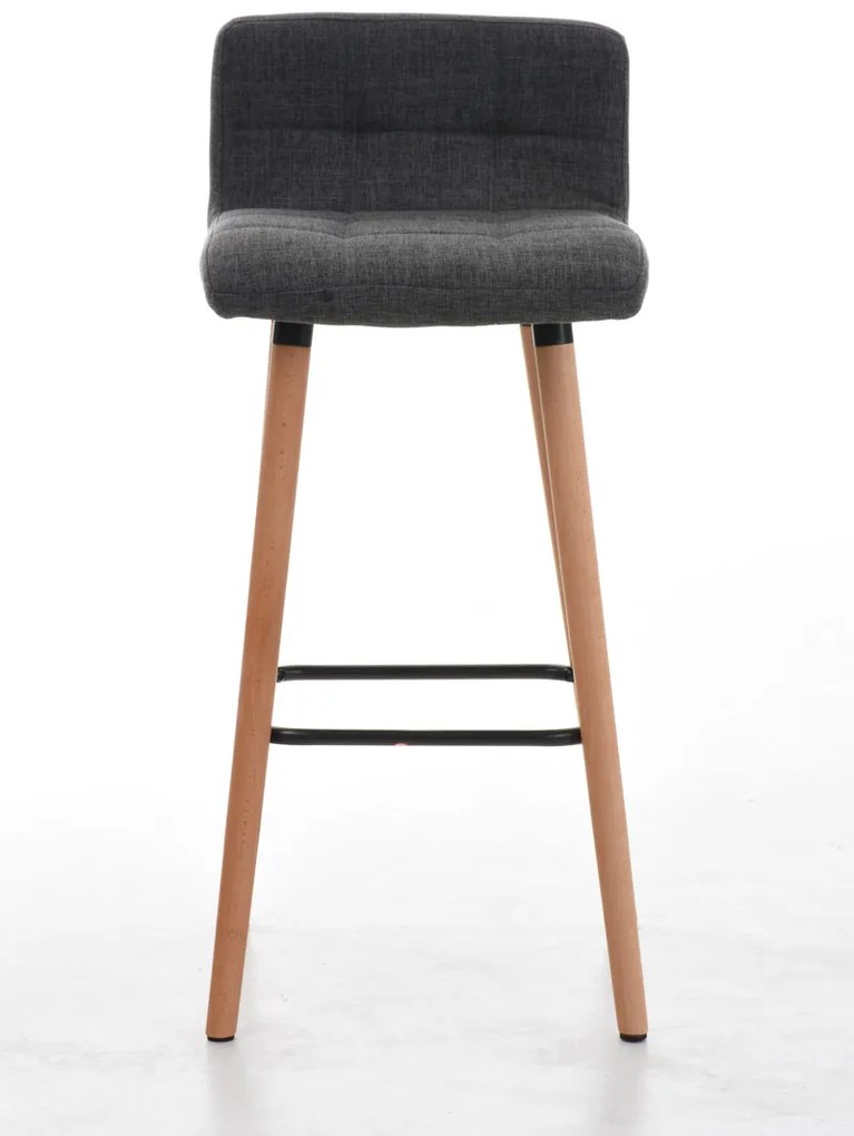 Conjunto de 2 bancos de bar Lincoln em tecido e com estrutura em Cor Natural 42 x 94 x 49 cm Cinzento