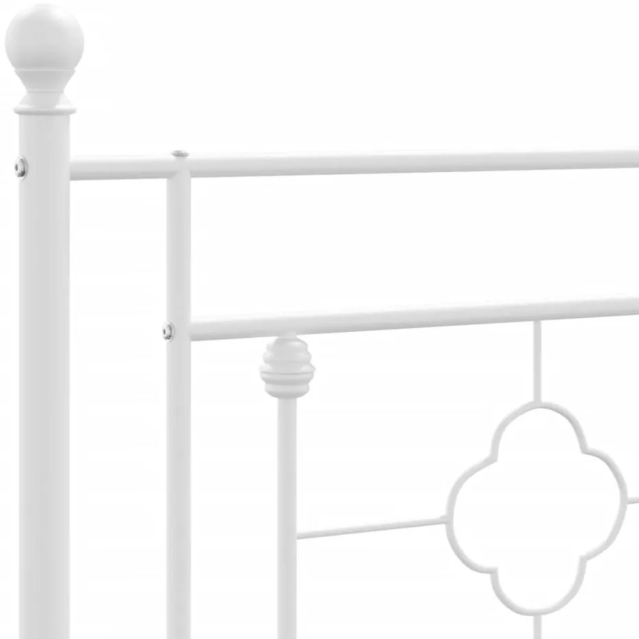 Estrutura de cama com cabeceira e pés 200x200 cm metal branco