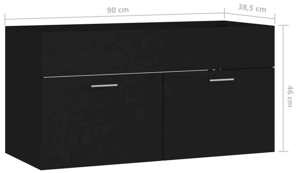 Armário de lavatório derivados de madeira preto